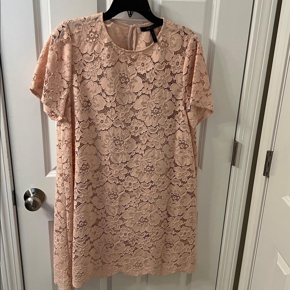 BCBGMaxAzria Pink Lace Midi Dress